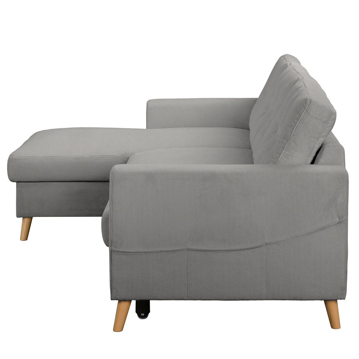 ECKSOFA mit Longchair - Braun/Grau, Holz/Textil (223/148cm) - home24