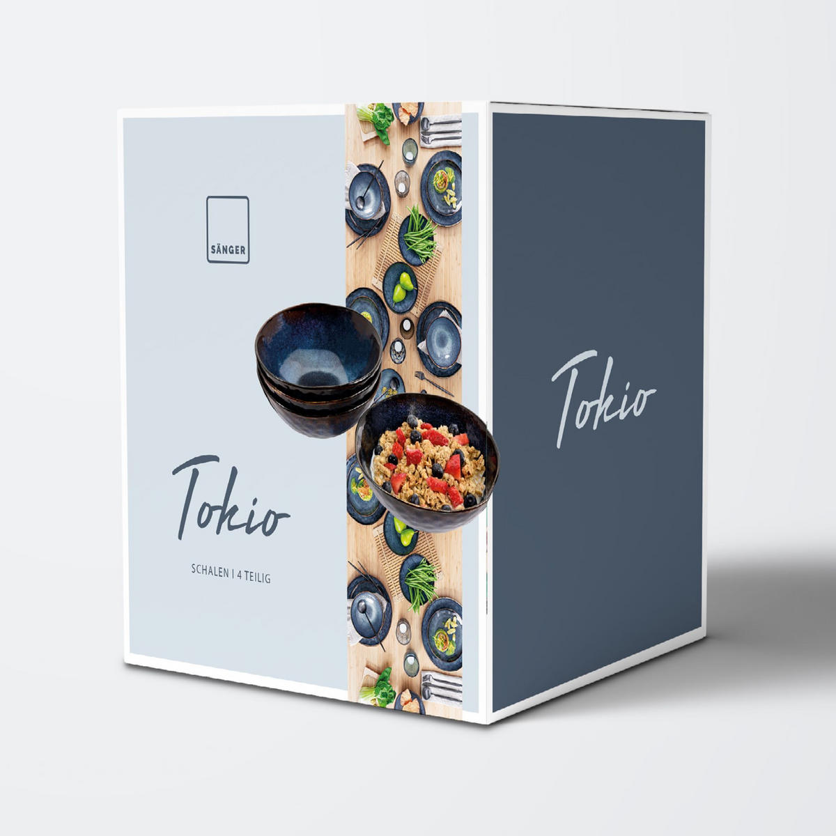 SCHALEN SET TOKIO - 4 teilig aus Steingut - Dunkelblau, Keramik (18cm) - Sänger