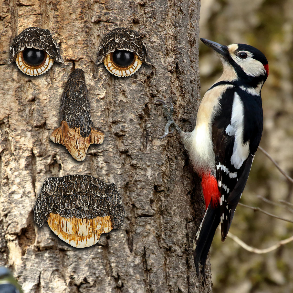 BAUMGESICHT - Dunkelbraun, Kunststoff (3/11/8.5cm) - Relaxdays