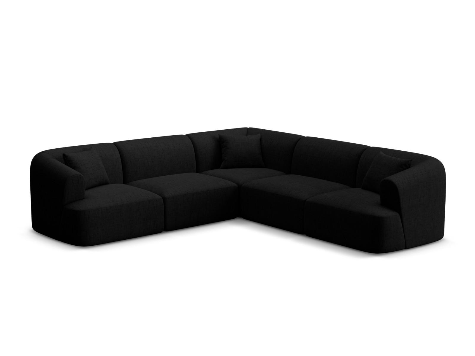 SYMMETRISCHES-MODULARES-ECKSOFA Campi aus strukturiertem Stoff schwarz 6 Sitzplätze - Schwarz, Textil (255/255cm) - Cosmopolitan Design