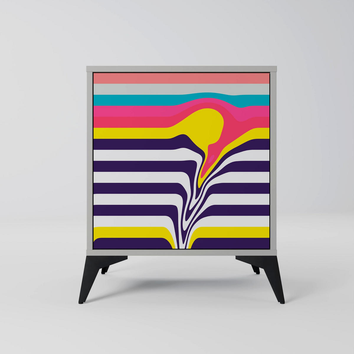 SIDEBOARD TONE COLLAPSE, Grau, 57,5x42x75,5 cm, Goldfarbene Metallfüße - Goldfarben/Multicolor, Holzwerkstoff/Metall (57.5/75.5/42cm) - SpaceRebels