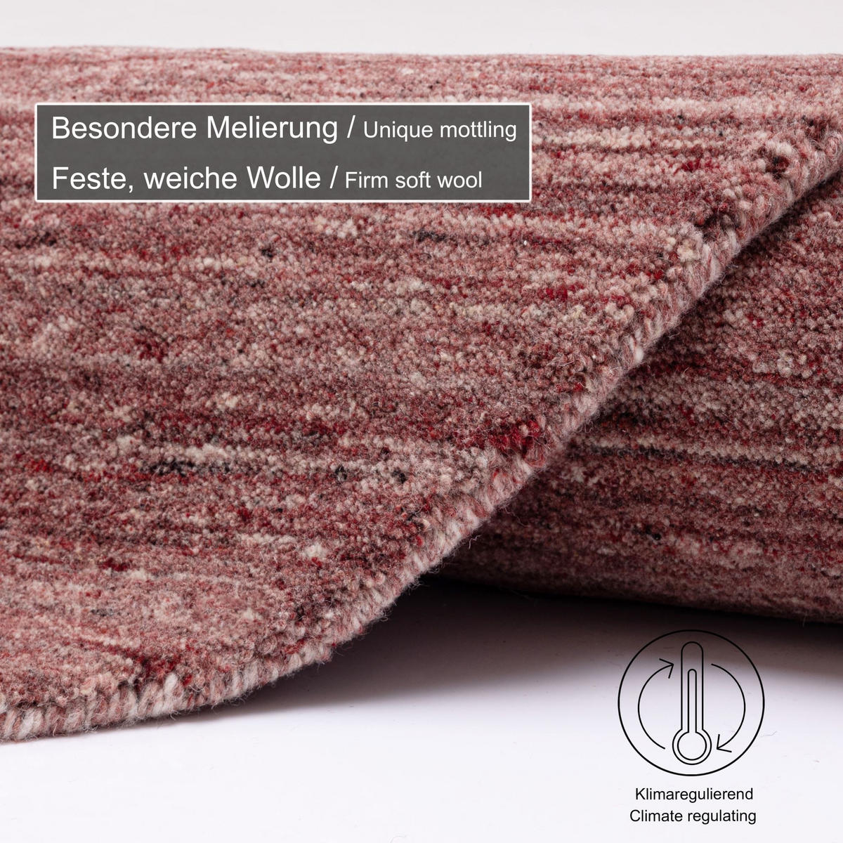 HANDWEBTEPPICH Pure 100x100 cm - Rot, Textil (100/100cm) - THEKO