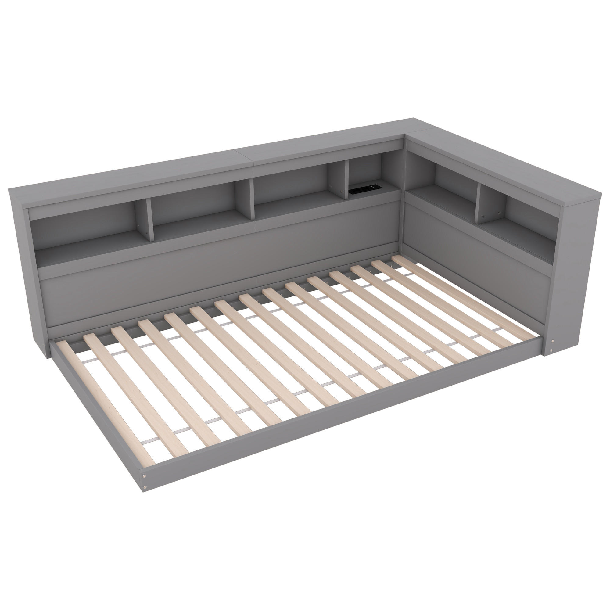 TAGESBETT 90/200 cm DE-04794, mit Steckdose und 2 USB in Grau - Grau, Holzwerkstoff (90/200cm) - ComfortXL