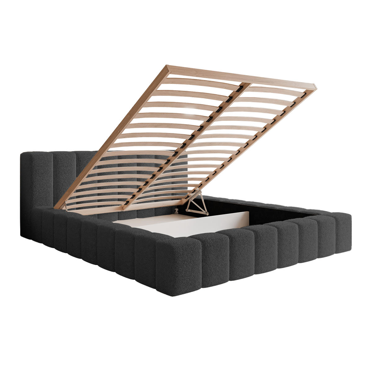 POLSTERBETT OMENO 180x200 cm, Graphit - Graphitfarben, Textil (200/180cm) - Fedve