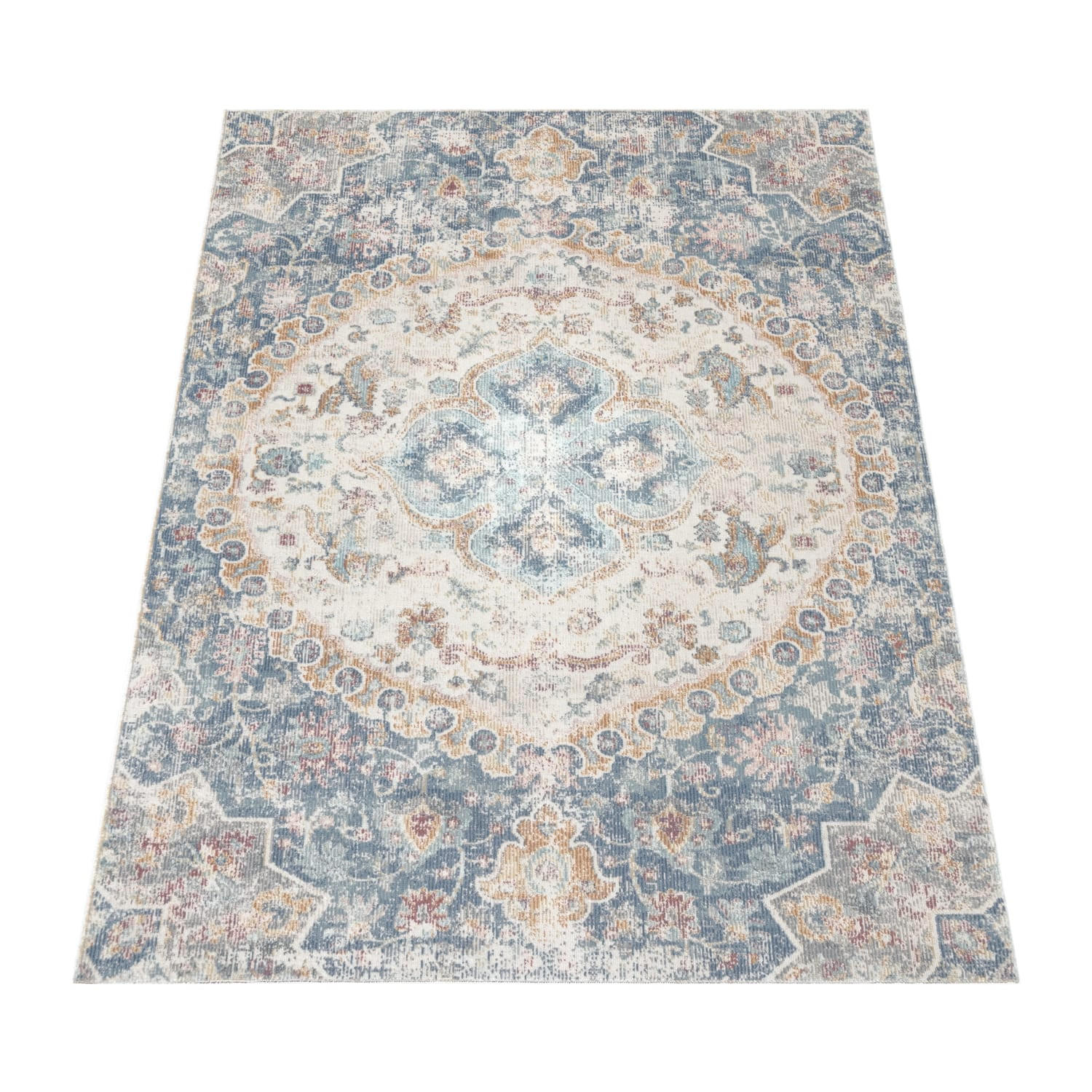 OUTDOOR Teppich Orientalisch Vintage Balkon, Terrasse schmutzabweisend Blau Rechteckig 60x100 - Blau, Textil (60/100cm) - KADIMA DESIGN