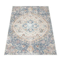 OUTDOOR Teppich Orientalisch Vintage Balkon, Terrasse schmutzabweisend Blau Rechteckig 60x100 - Blau, Textil (60/100cm) - KADIMA DESIGN