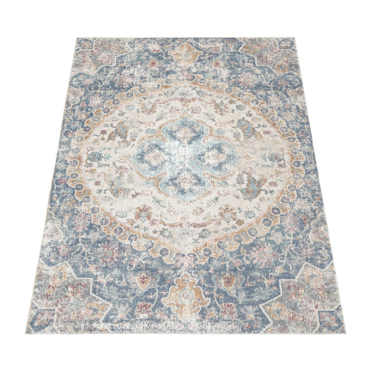 OUTDOOR Teppich Orientalisch Vintage Balkon, Terrasse schmutzabweisend Blau Rechteckig 60x100 - Blau, Textil (60/100cm) - KADIMA DESIGN
