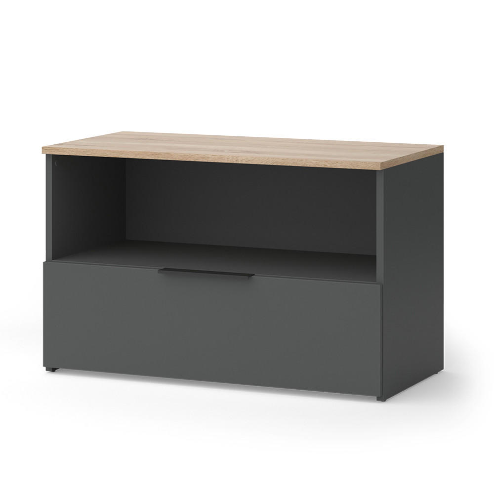 KOMMODE Wido Anthrazit/Sonoma 80 x 50 cm mit 1 geschlossenem Fach - Anthrazit, Holzwerkstoff (80/50/40cm) - Vicco
