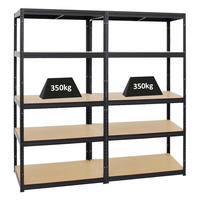 SCHWERLASTREGAL Slim Elephant M 2er-Set mit 2x 180x90x60 cm 5 Ebenen Fachlast 350 kg Schwarz - Schwarz, Metall (180/180/60cm) - PROREGAL