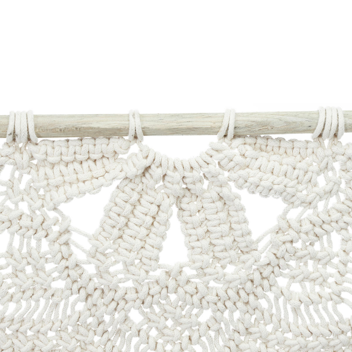 MAKRAMÉ nástenný dekor - krémová, drevo/textil (60.5/1.5cm) - Relaxdays