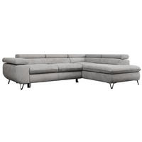 ECKSOFA PEDRO L Hellgrau Velvet - Rechts Seite - Hellgrau/Schwarz, Textil/Metall (273/208cm) - MKS