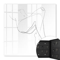 SCHLÜSSELBOX Schwarz 30x30 cm- Türöffnung nach rechts - Strichzeichnung einer Frau - Multicolor, Metall (30/30/5cm) - TULUP