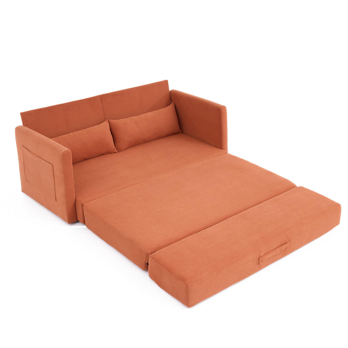 SCHLAFSOFA DE-33998 2-in-1 klappbar mit Seitentaschen Orange - Orange, Metall (92/82/165cm) - ComfortXL