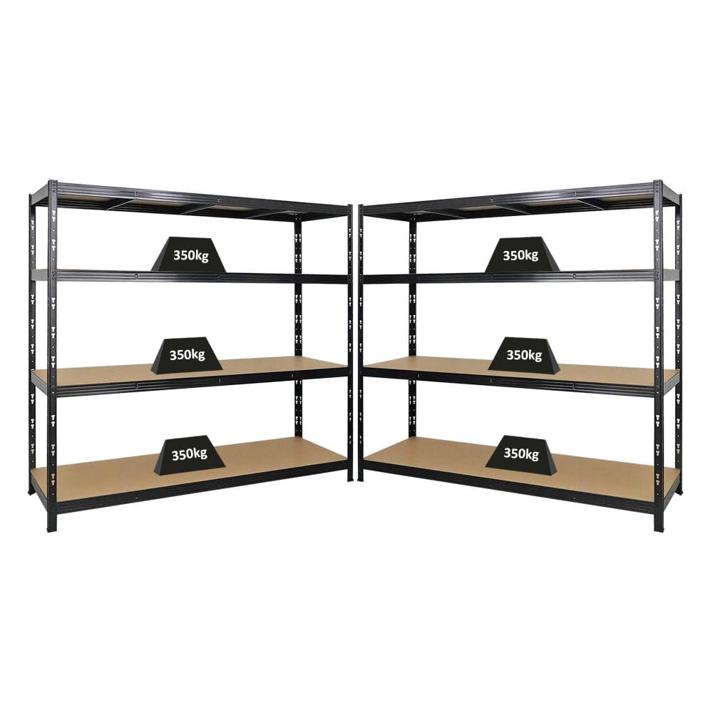 SCHWERLASTREGAL Goliath 2er-Set mit 2x 180x200x60 cm Fachlast 350 kg Schwarz - Schwarz, Metall (400/180/60cm) - PROREGAL