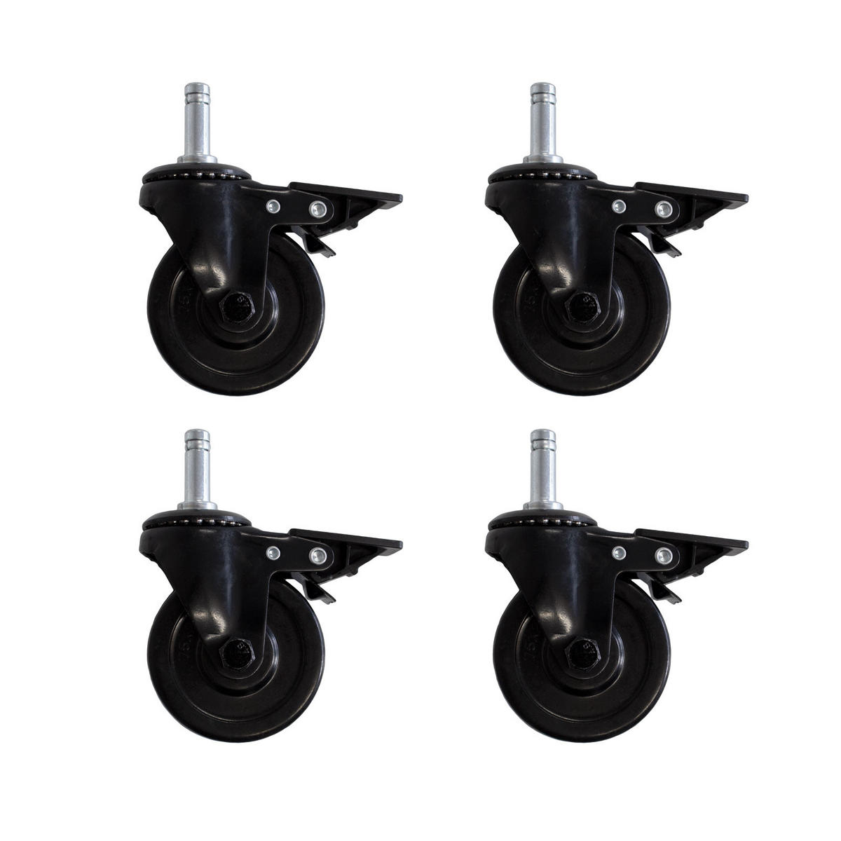 GUMMIROLLEN 4er Set PLATINUM BLACK YAMARA - Schwarz, Kunststoff (11/13.5/2cm) - TAINO