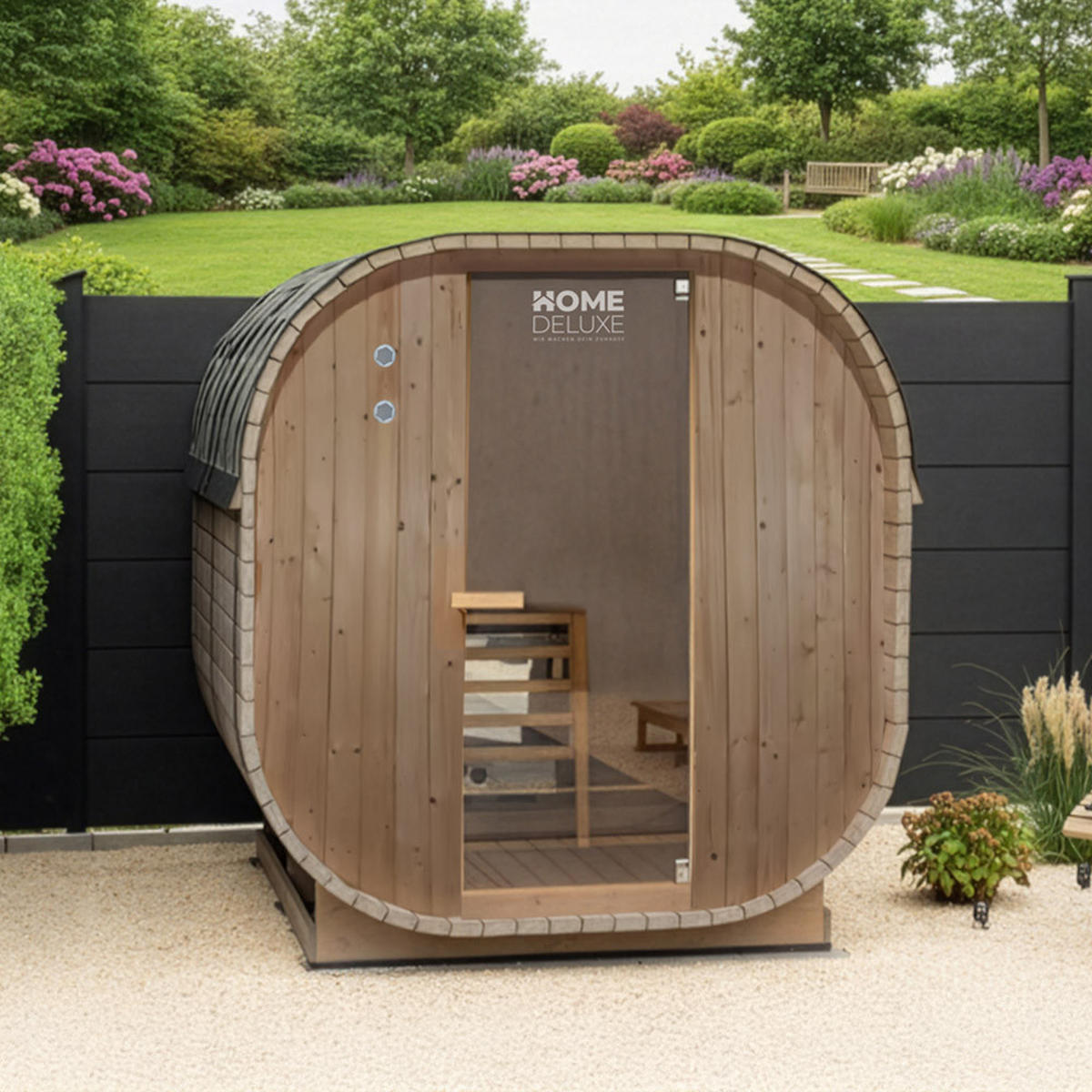 OUTDOOR SAUNA CUBE XL - XL - Braun, Holz (192/194/220cm) - Home Deluxe