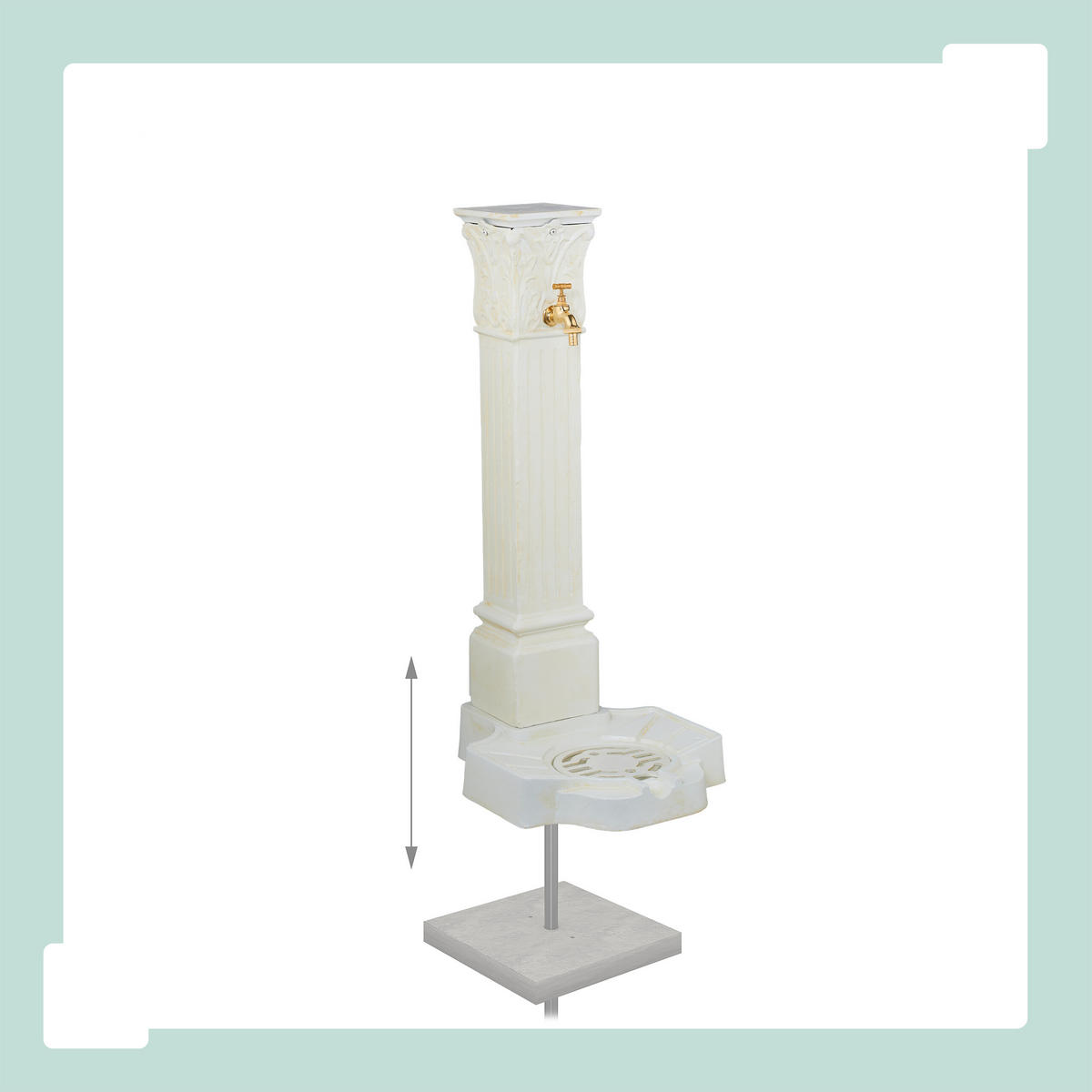 STANDBRUNNEN - Creme, Metall (38/47/93cm) - Relaxdays