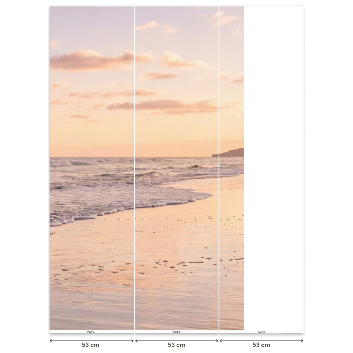 TAPETE - Strand - Brandung - Wolken - 120x200 cm - Hellrosa, Papier (120/200cm) - OnlyWow