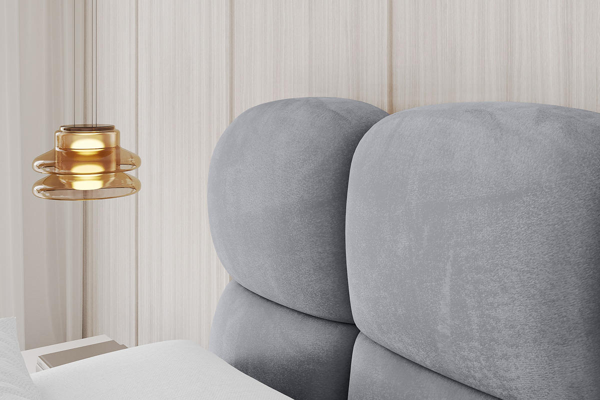 POLSTERBETT mit Bettkasten, Fußteil und Lattenrost, Bett mit Matratze H3/H4 - NOMA-Z 200x200 Hellgrau - Hellgrau, Holzwerkstoff/Textil (200/200cm) - ALTDECOR