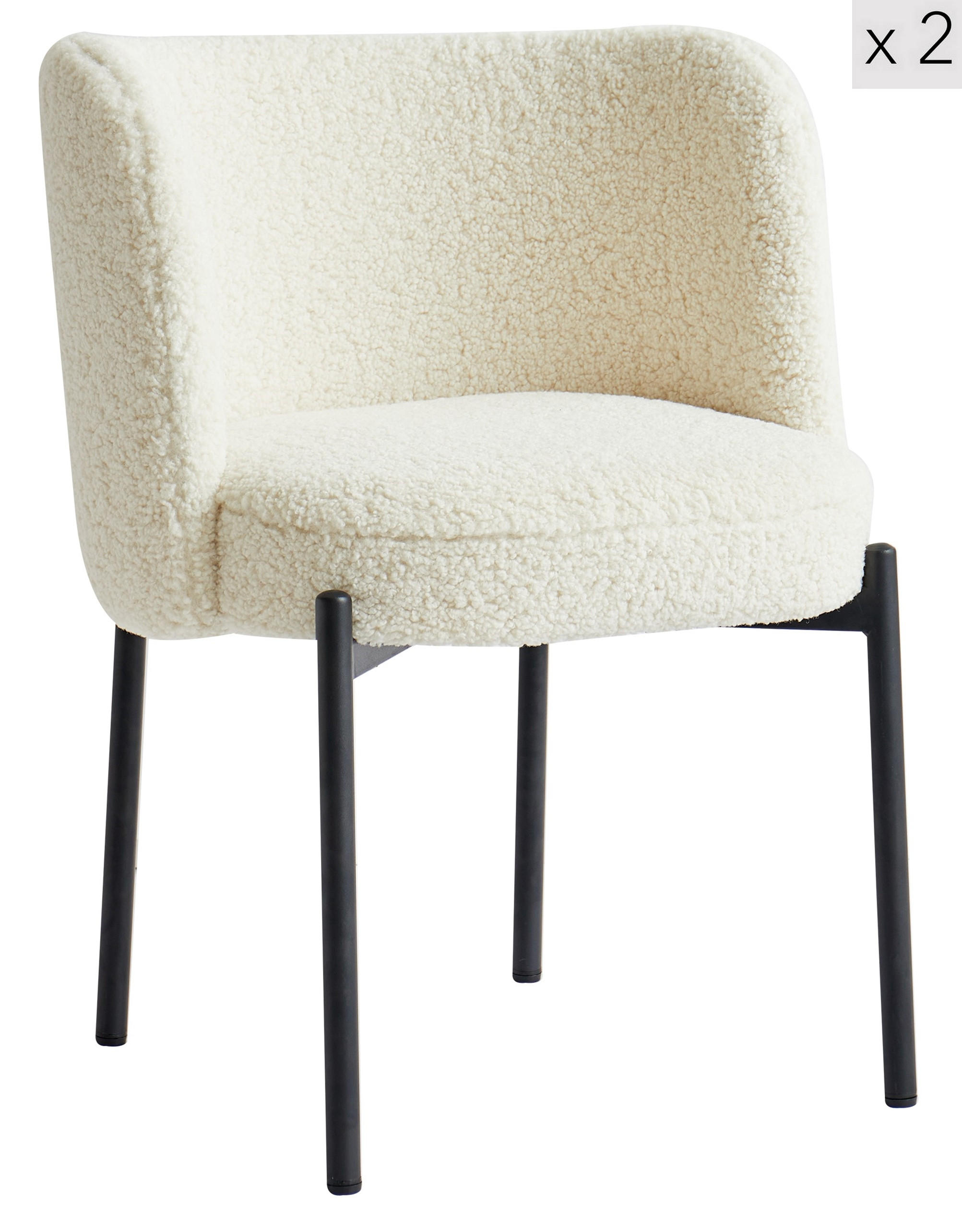 STUHL 2er-Set Wolle Weiß - Weiß, Textil (50/76/60cm) - Nordlys