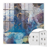 SCHLÜSSELBOX Weiß 30x30 cm – Türöffnung nach rechts - Marine Abstraktion - Blau, Metall (30/30/5cm) - TULUP