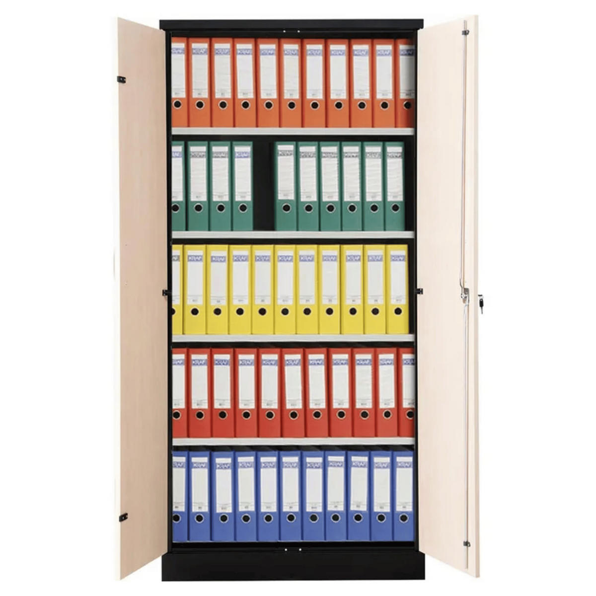 AKTENSCHRANK Beetle 4 Fachböden 195x92x42 cm Schwarz & Ahorn - Ahornfarben, Metall (92/195/42cm)
