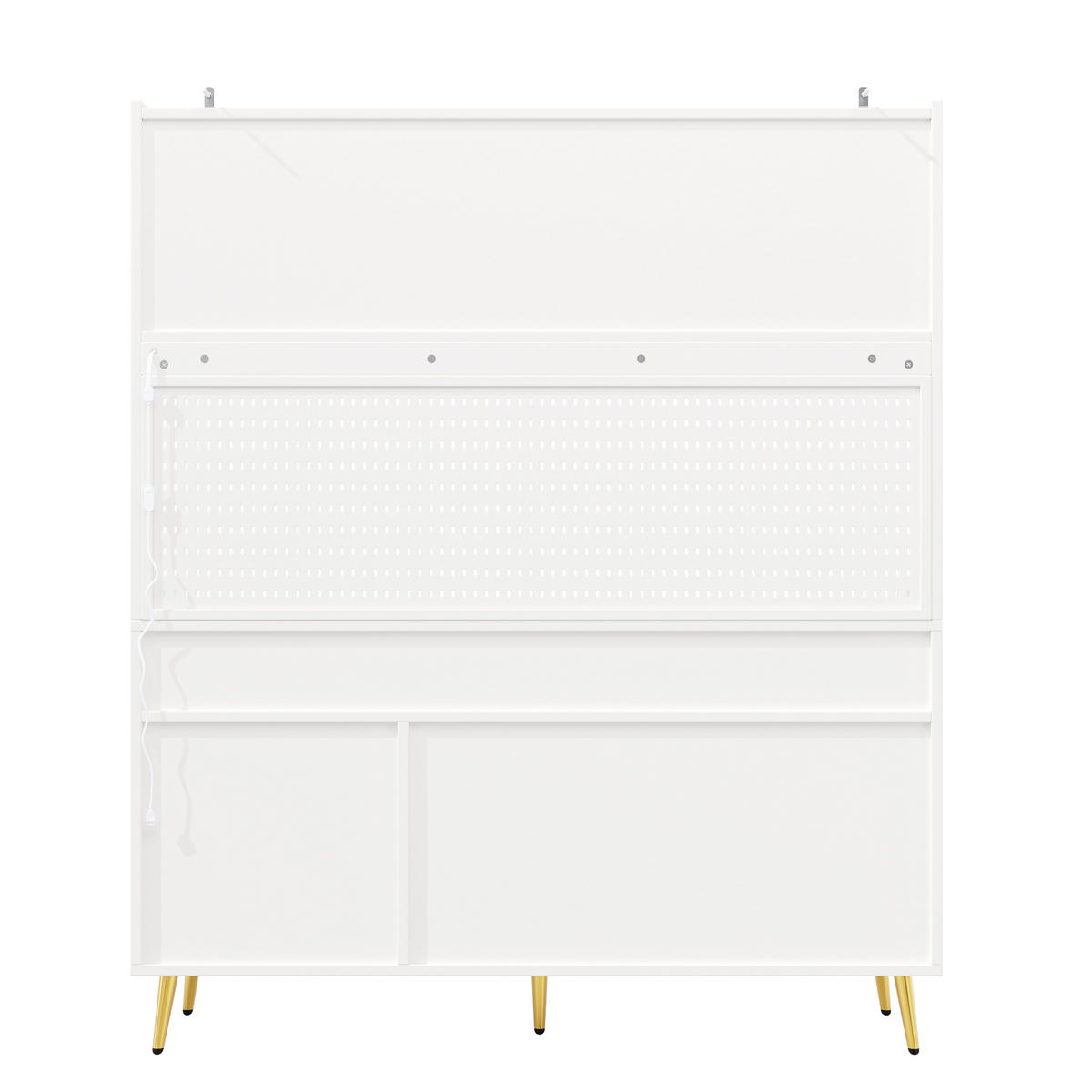 GESCHIRRSCHRANK aus MDF & Glas 145x39x171cm in Weiß mit LED - Weiß, Holzwerkstoff (145/171/39cm) - Modfu
