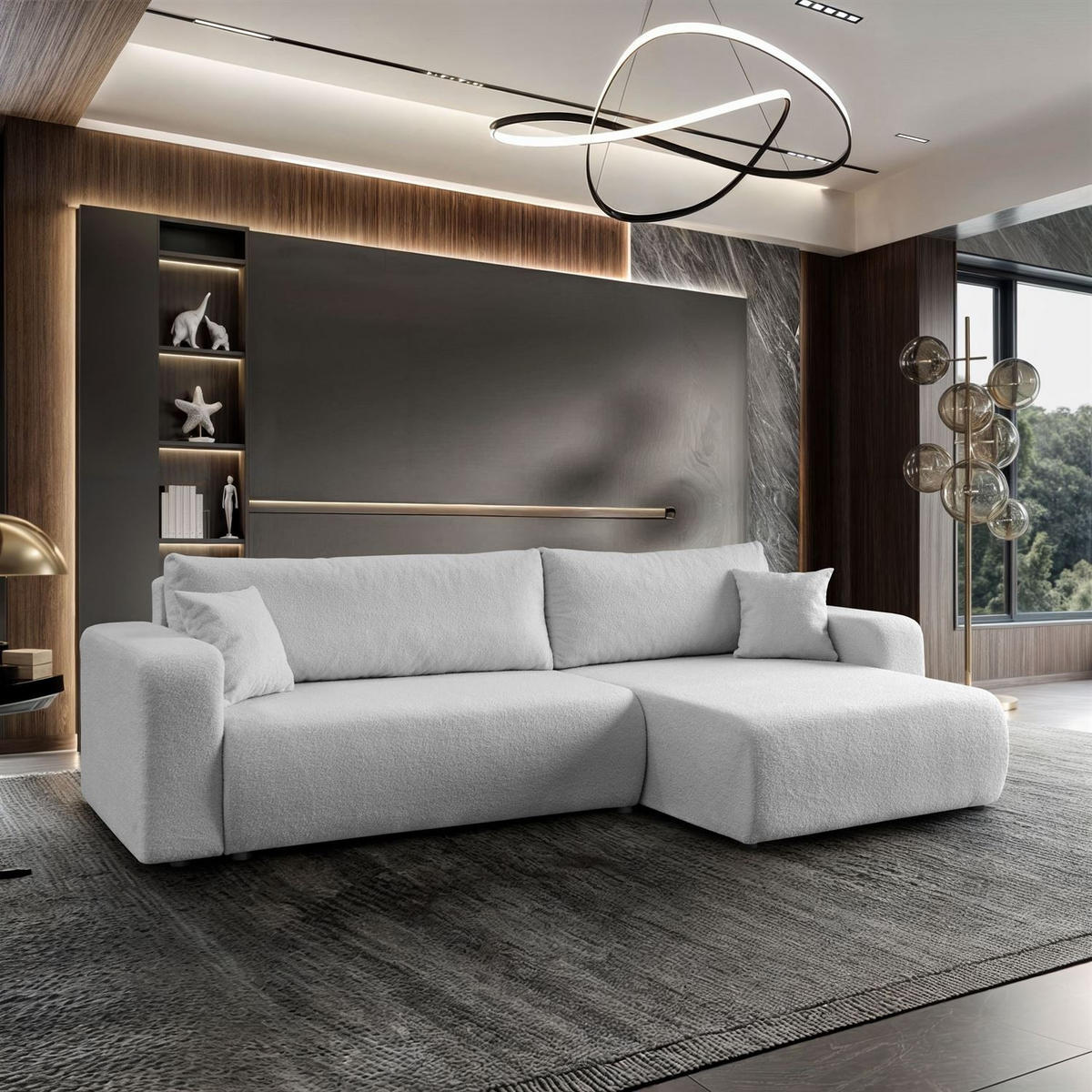 ECKSOFA VESPO XL mit Schlaffunktion und Bettzeugkasten - Grau, Textil (267/143cm) - Lookway