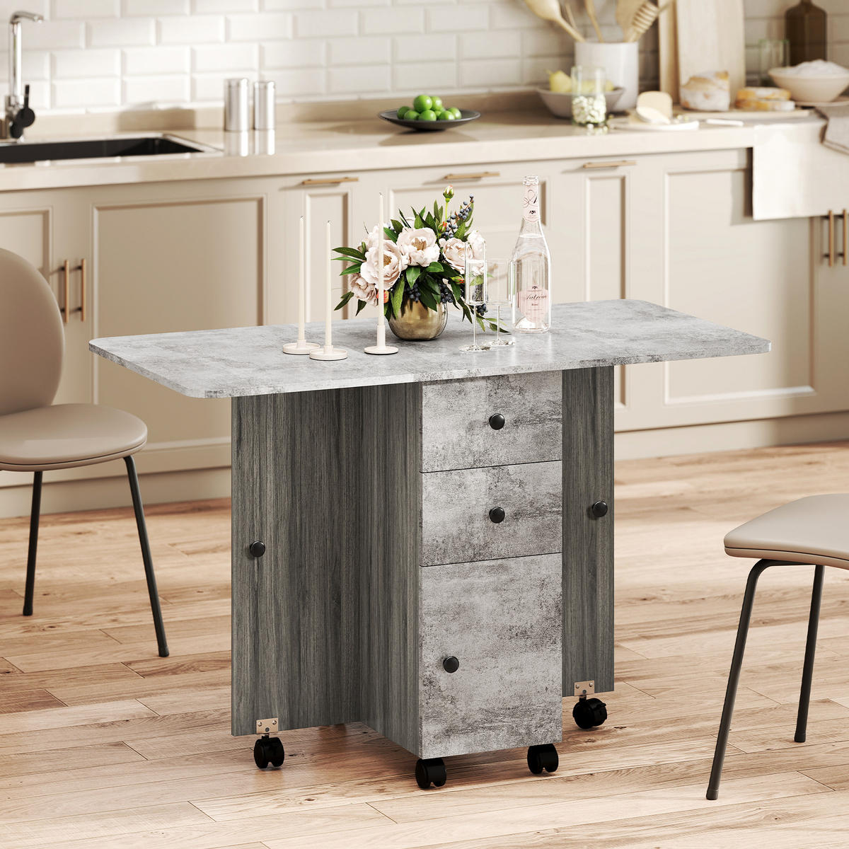 ESSTISCH Grau 1 Stück - Grau, Kunststoff (120/60/76.5cm) - GiPP