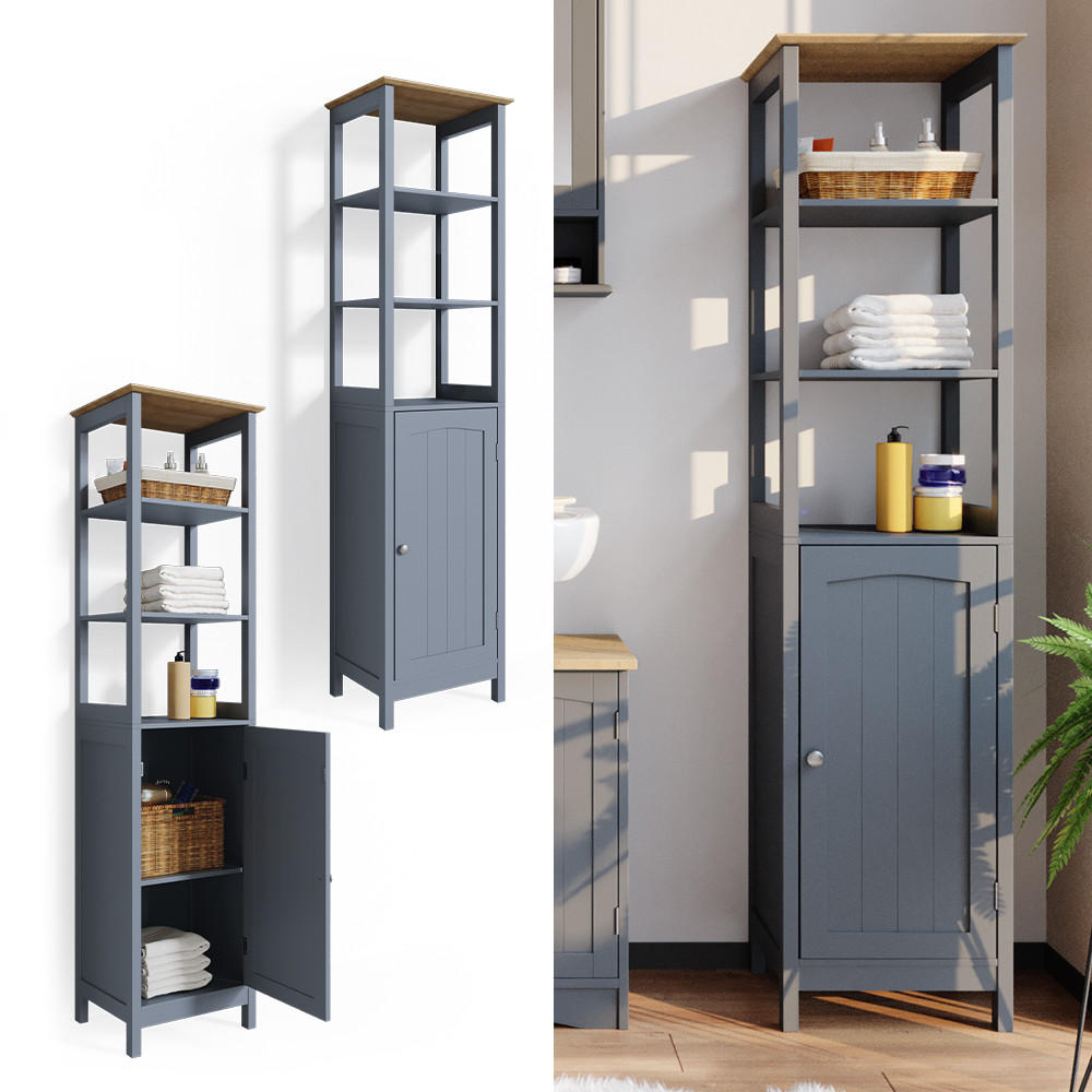 BADSCHRANK Bianco Grau 40 x 160 cm - Grau, Holzwerkstoff (40/160/32cm) - Vicco