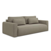 3-SITZER SOFA mit Schlaffunktion Strukturstoff Stoff Beige - Beige/Schwarz, Kunststoff/Textil (238/82/105cm) - LaMiaSofa