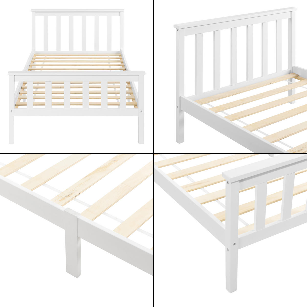 HOLZBETT Breda - Weiß, Holz (100/200cm) - [en.casa]