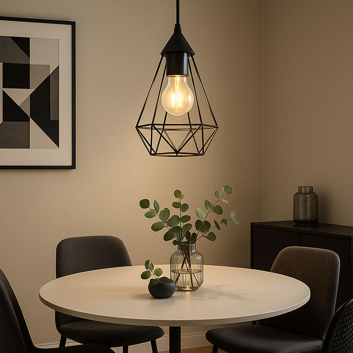 LED HÄNGELEUCHTE Metallgeflecht Schwarz - Schwarz, Metall (17/17/120cm) - Globo Lighting