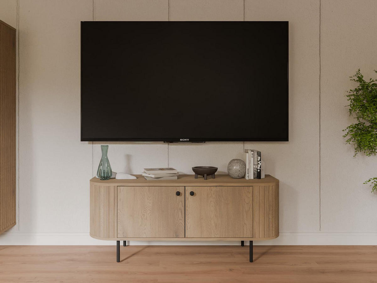 LOWBOARD Japandi klein eiche cremona OVI - Braun, Holzwerkstoff (123/50/42cm) - Compleo24