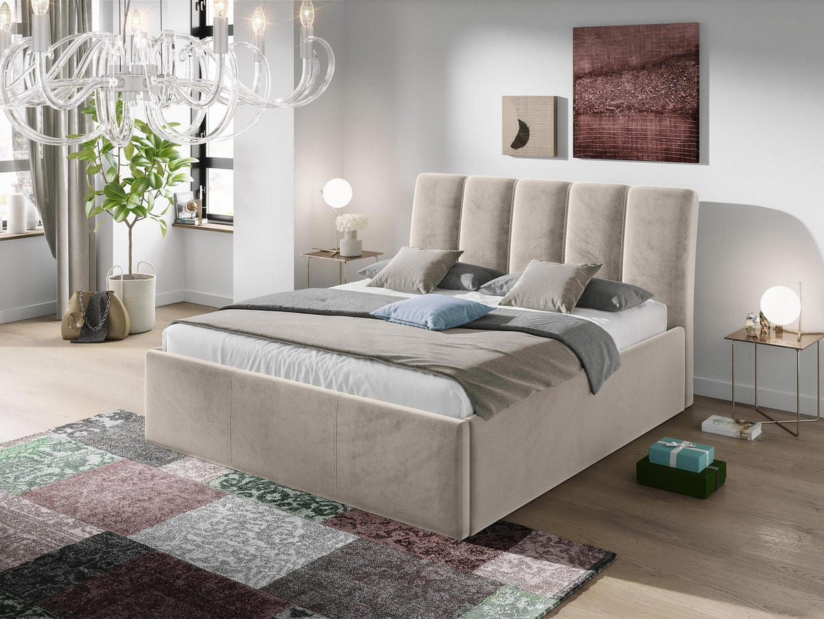 POLSTERBETT Sensi - Beige/Naturfarben, Holz/Holzwerkstoff (140/200cm) - MIRJAN24