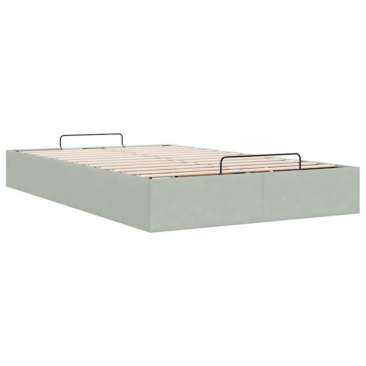 OTTOMAN-BETT Ohne Matratze Hellgrau 120/200 Cm Samt - Grau, Textil (120/200cm) - vidaXL