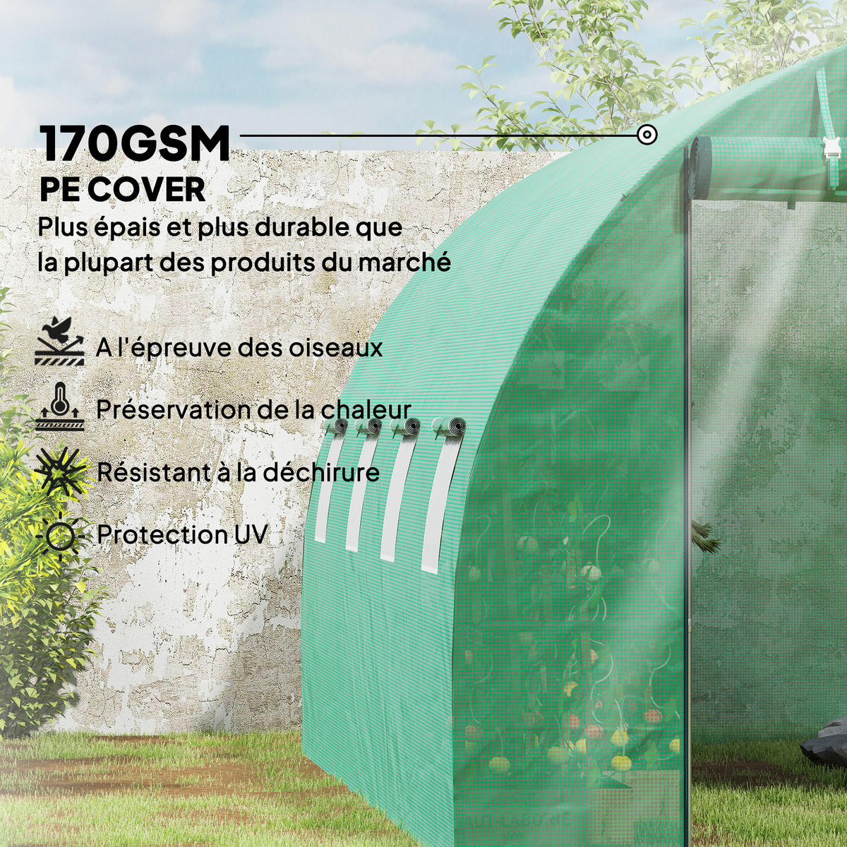 GEWÄCHSHAUS DE-12012 12 m² mit verstärkter 170 g/m² PE-Bache Grün - Grün, Metall (398/198/298cm) - ComfortXL