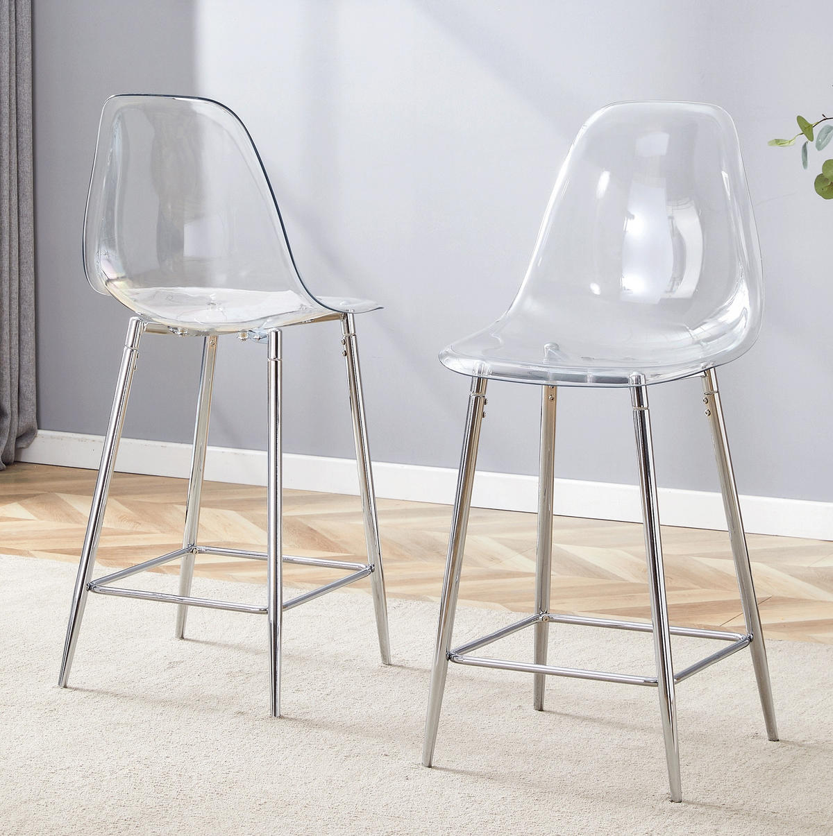 BARHOCKER 2er-Set Transparent Metallgestell Silber - Silberfarben, Metall (45/102/51.3cm) - Meubliv
