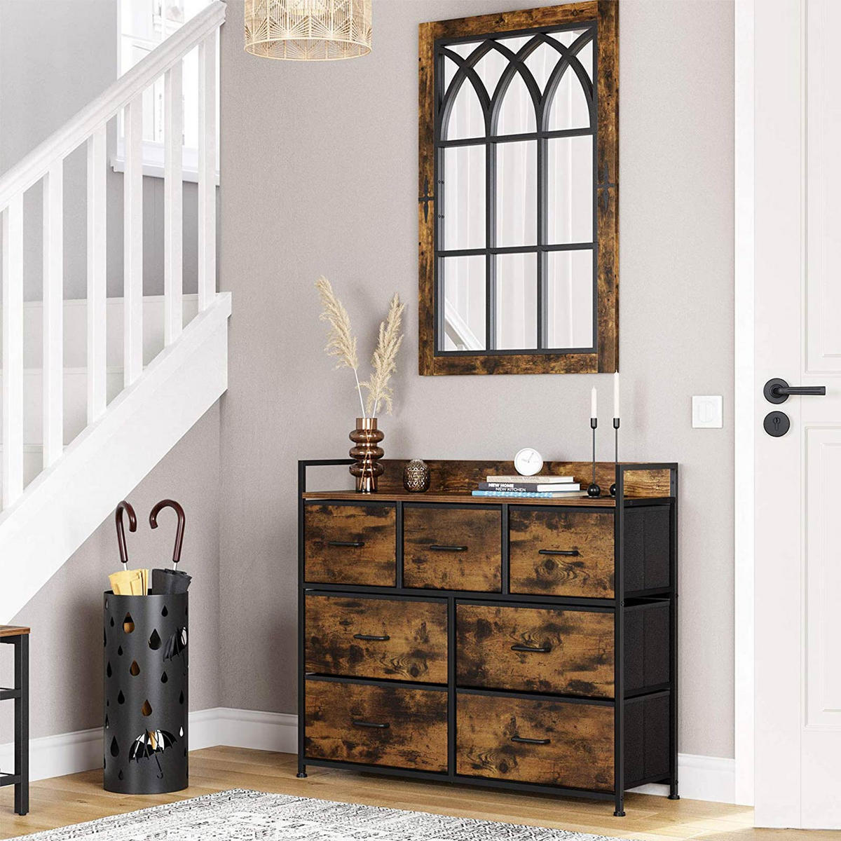 KOMMODE SCHRANK - Braun, Holzwerkstoff (28.5/85/98cm) - Hansiro