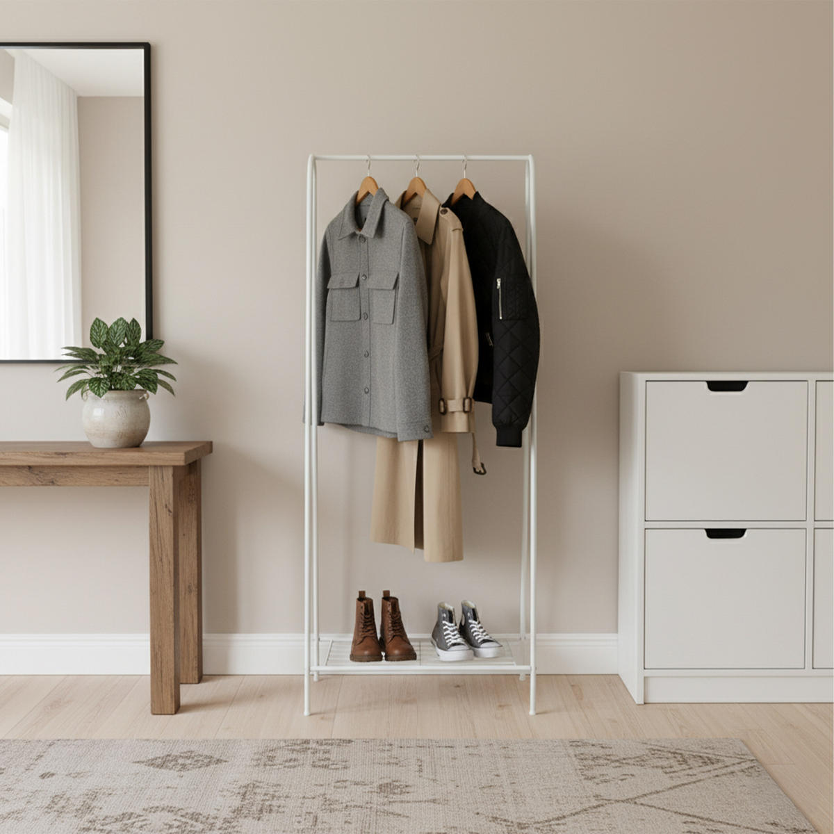KLEIDERSTÄNDER - Weiß, Metall (60/151/34.5cm) - Relaxdays