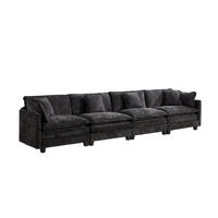 SOFA 4-Sitzer aus Chenille mit flexiblem Moduldesign, schwarz - Schwarz, Textil (75/84/380cm) - Luhomfu