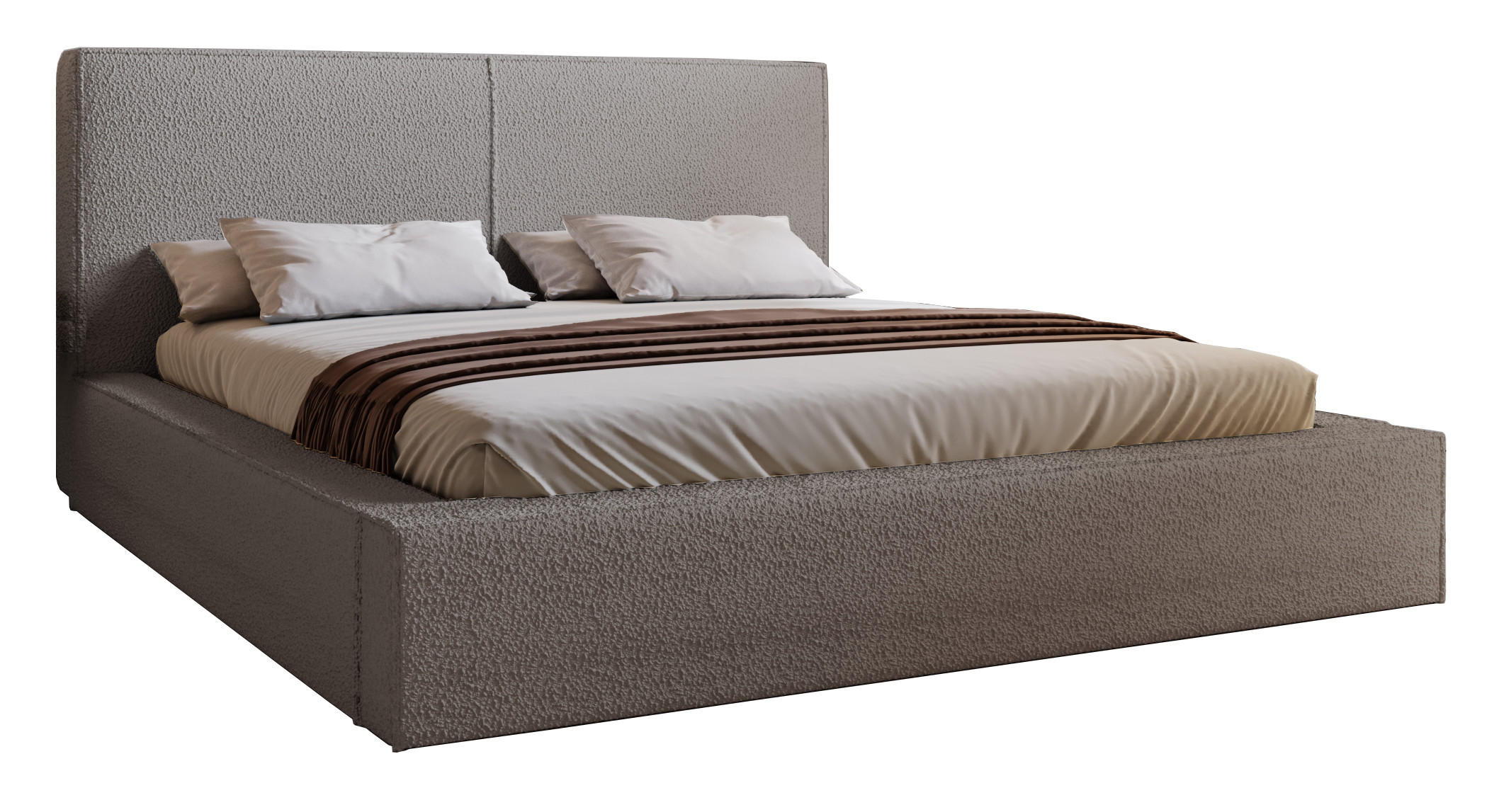POLSTERBETT 200x200 Morin mit Bettkasten, Boucle, Hellgrau - Hellgrau, Holz/Textil (200/200cm) - Emporius
