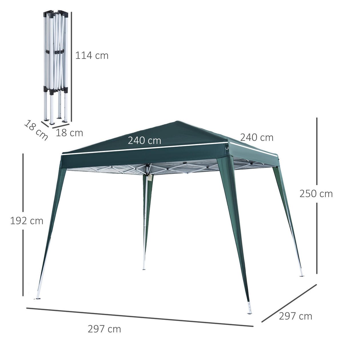 FALTPAVILLON, Color, Stahl, Oxford - Grün, Metall (240/250/240cm) - Outsunny
