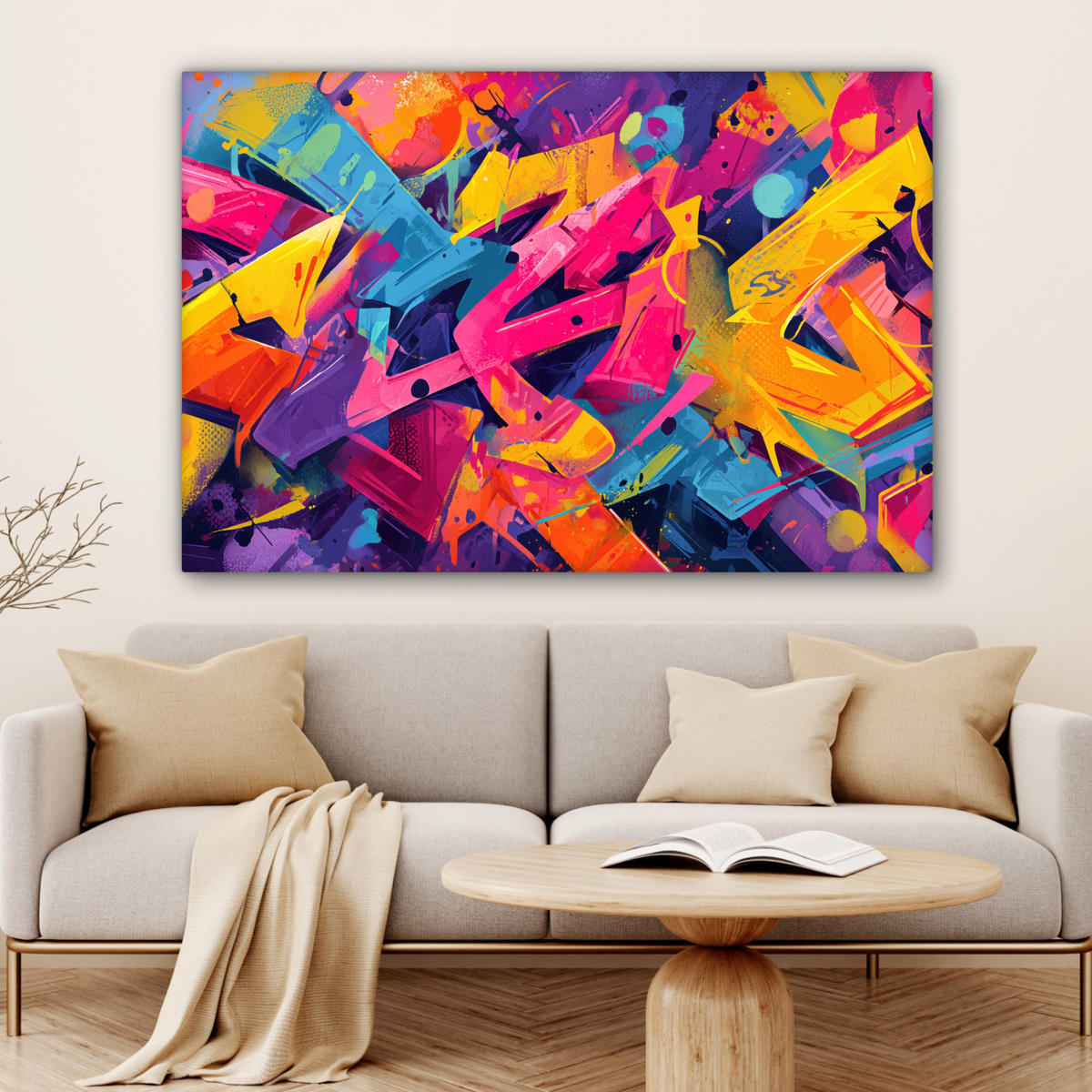 LEINWANDBILD Abstrakt - Formen - Farbenfroh XXL 150x100 cm - Magenta, Textil (150/100cm) - MuchoWow