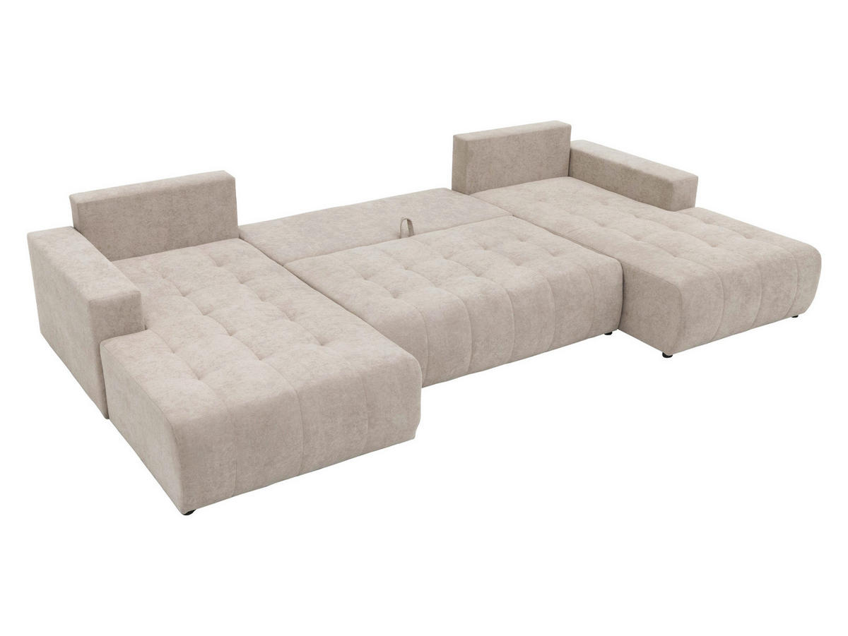 WOHNLANDSCHAFT Fabio U - Hellgrau/Schwarz, Holz/Kunststoff (346/88/188cm) - MIRJAN24