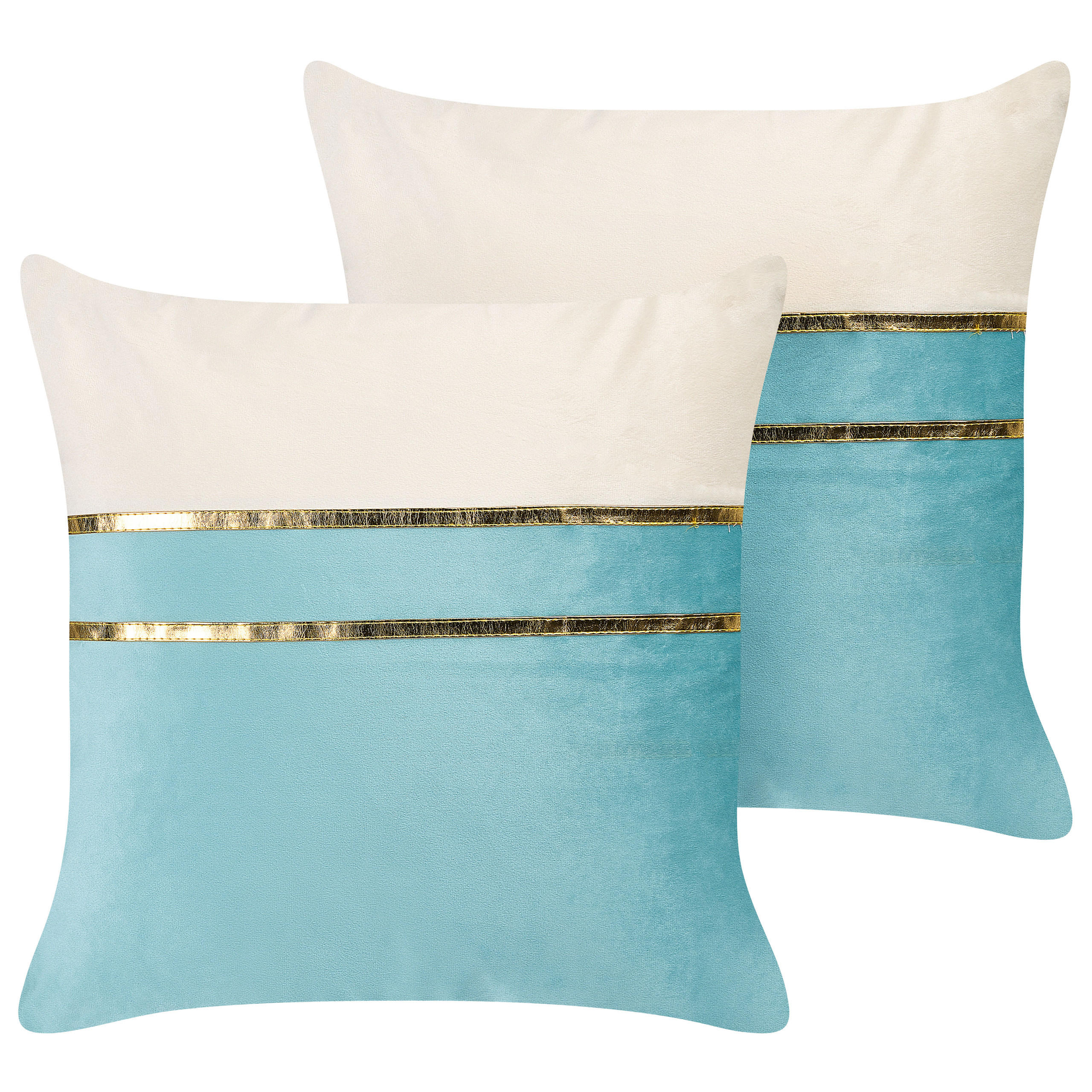 DEKOKISSEN 2er-Set Blau 45/45 cm Allium - Blau, Textil (45/45cm) - Beliani