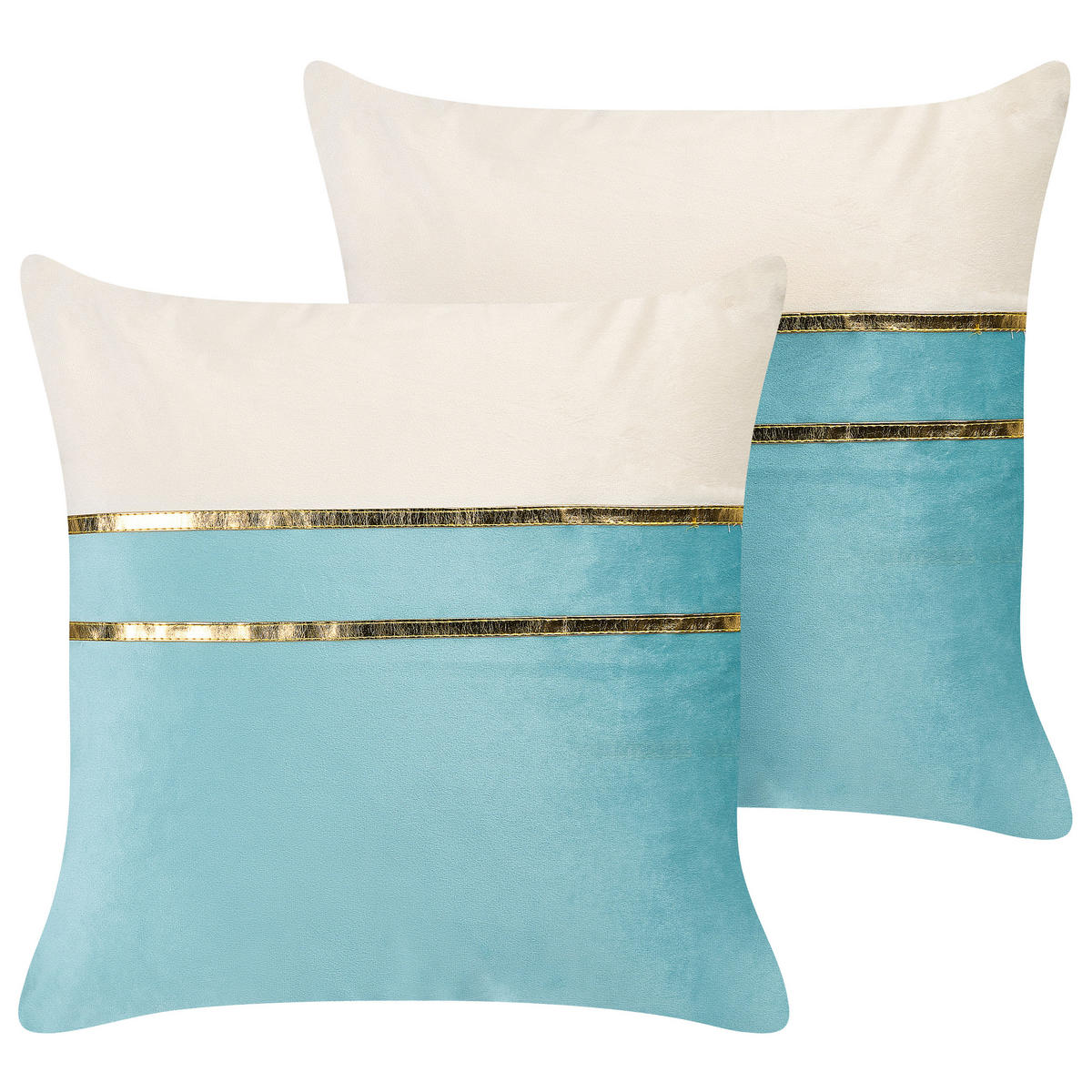 DEKOKISSEN 2er-Set Blau 45/45 cm Allium - Blau, Textil (45/45cm) - Beliani
