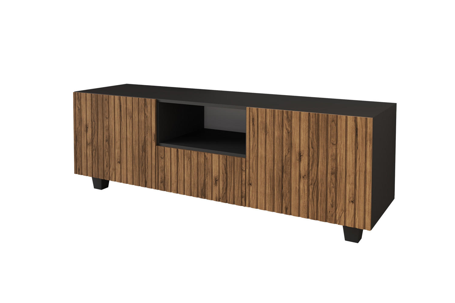 LOWBOARD KITO-S 140x50x41 cm - Schwarz / Katania - Eiche Wotan/Schwarz, Holzwerkstoff (140/50/41cm) - ALTDECOR