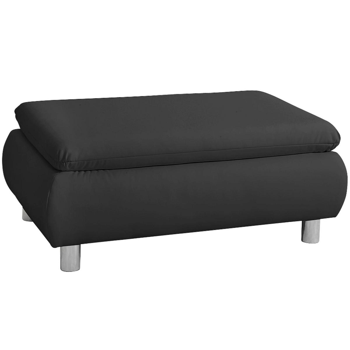 HOCKER Kaye Bezug Kunstleder Metallfuß verchromt / schwarz - Schwarz, Kunststoff (90/43/60cm) - 58aufmkessel