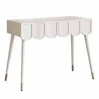 SCHMINKTISCH weiß 100 cm mit 2 wolken-schubladen & metallbeinen - Weiß, Holzwerkstoff (100/76/40cm) - Urban Meuble